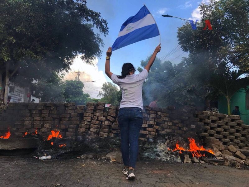 2018_Nicaraguan_protests_-_woman_and_flag